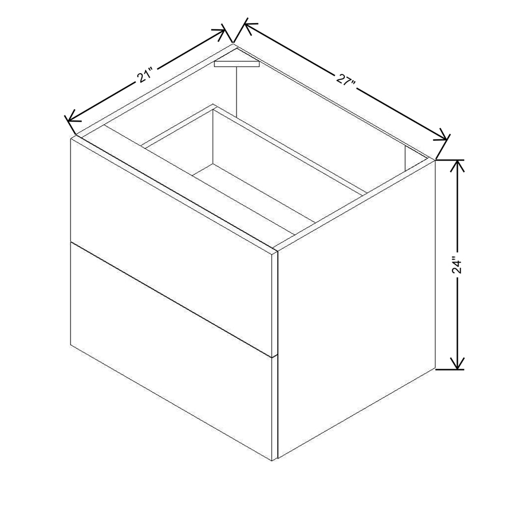 Modernform Cabinet Matte White 27" W X 24" H X 21" D Vanity Floating Drawers Cabinet
